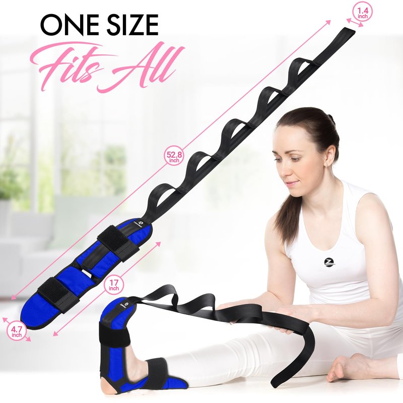 Stretch Strap with Loops for Foot and Calf - Ideal for Physical Therapy, Achilles Tendonitis Relief, and Plantar Fasciitis - Perfect for Yoga, Gymnastics, and Flexibility Training (Blue)