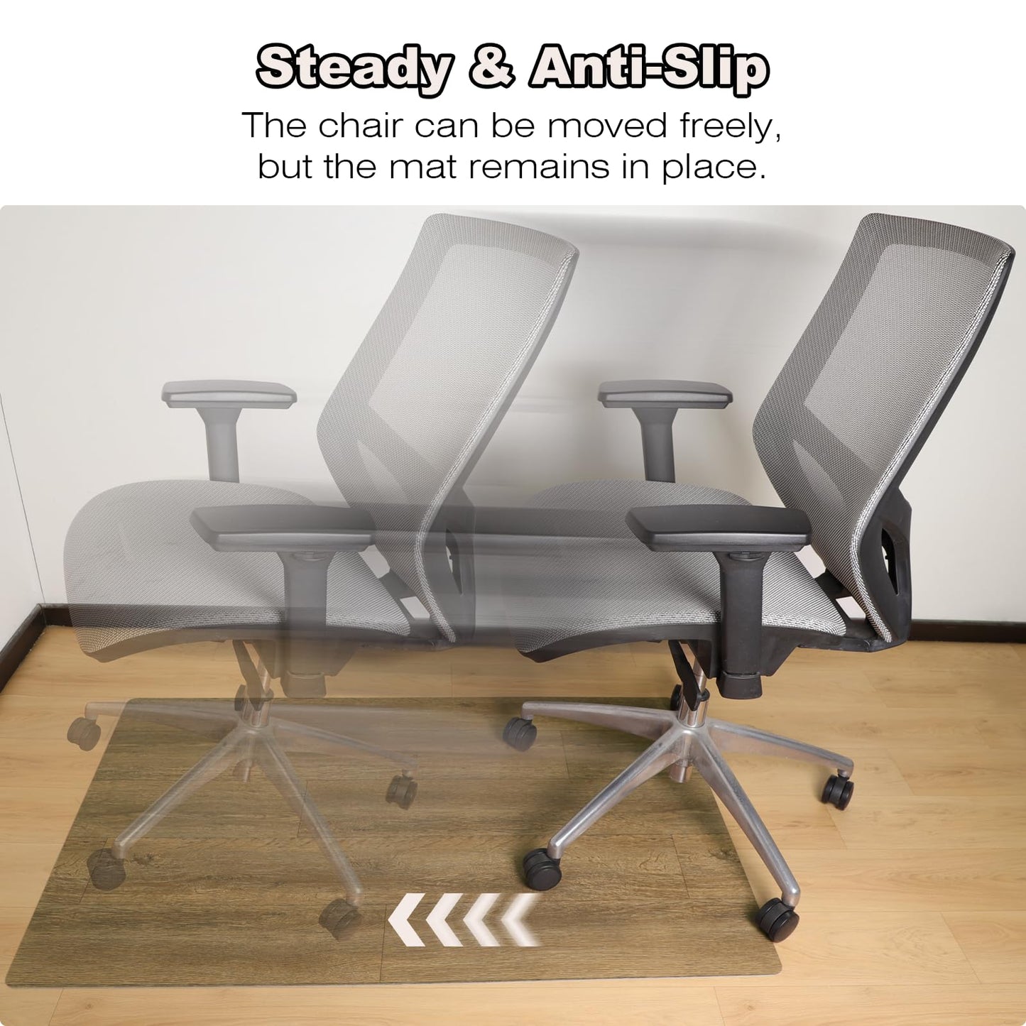 Wrinkle-Free 40"x 50" Office Chair Mat for Hardwood, Easy Glide Computer Chair Mat for Hardwood, PVC Chairs Floor Protector, Sturdy Desk Chairs Mats,Premium Floor Pad for Office, Floors Protector Mats