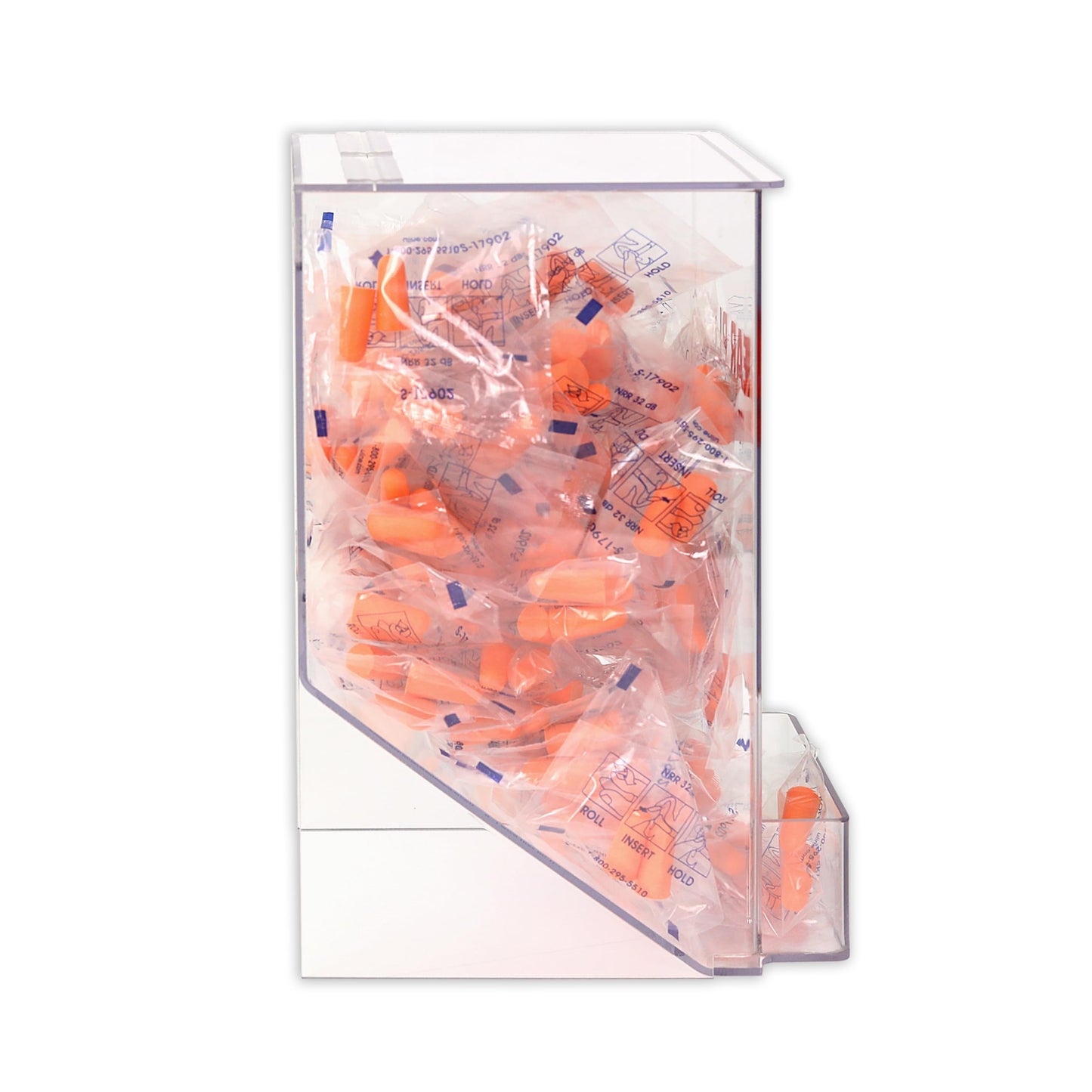 Windy City Cabinet Ear Plug Dispenser - Table Top or Wall Mount - Holds 100 Pairs - Hinged Top & Front Pocket - Durable PETG Plastic - Shatter-Resistant PPE Box - Made in USA