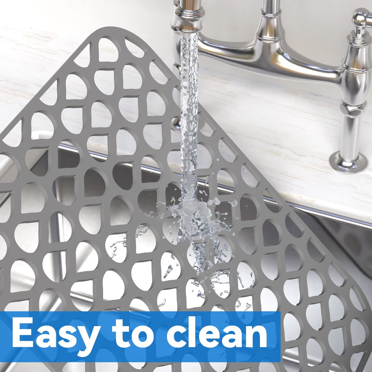 Silicone Sink Mat 2PCS TOOVEM Sink Protectors for Kitchen Sinks, Non-Slip Folding Grid for Bottom of Farmhouse Stainless Steel Porcelain Sink Pad