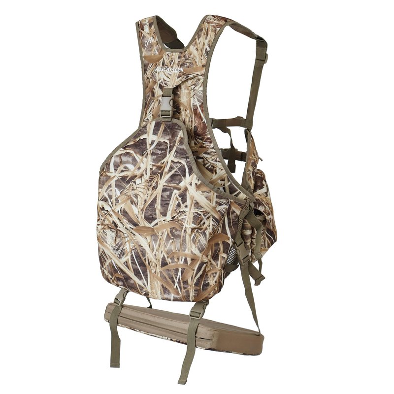 AUSCAMOTEK Camouflage Hunting Vest with Detachable Seat Cushion for Turkey Dove and Upland Bird Hunting - Wetland Autumn