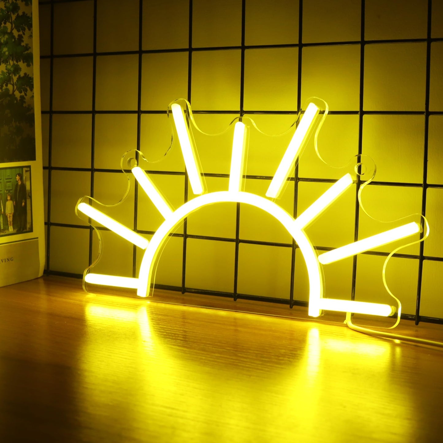 Attivolife Sunrise Neon Sign for Wall Decor, Sunset Night Light with Dimmable, Light up Sun LED Acrylic Bedroom Home Lamp, Best Gifts for Birthday Party Christmas Wedding Bar Aesthetic(Golden Yellow)
