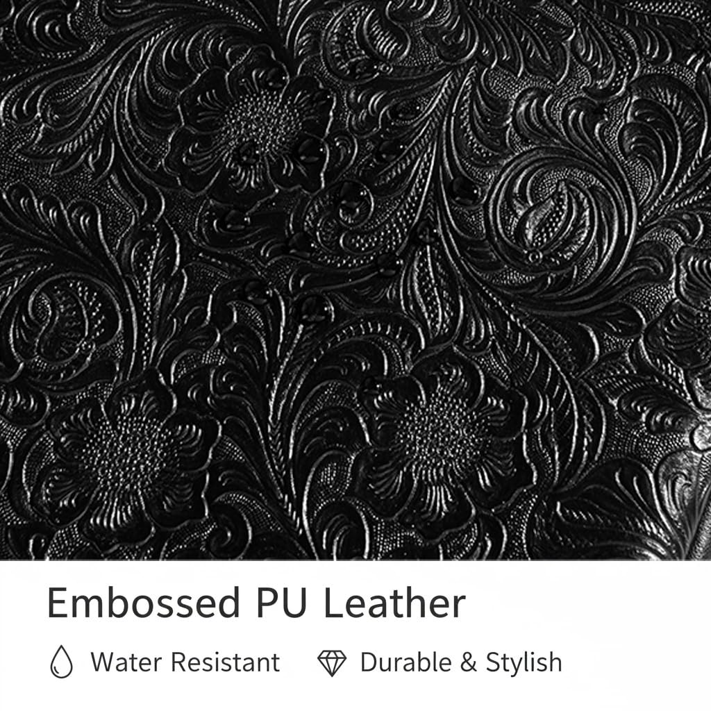 Kinmac Embossed PU Leather 360° Heavy Duty Protective Laptop Sleeve with Poacket (Paisley Black, 16 inch-16.2 inch)