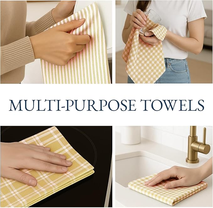 LANE LINEN Cotton Kitchen Towels Set, Quick-Drying Dish Towels
