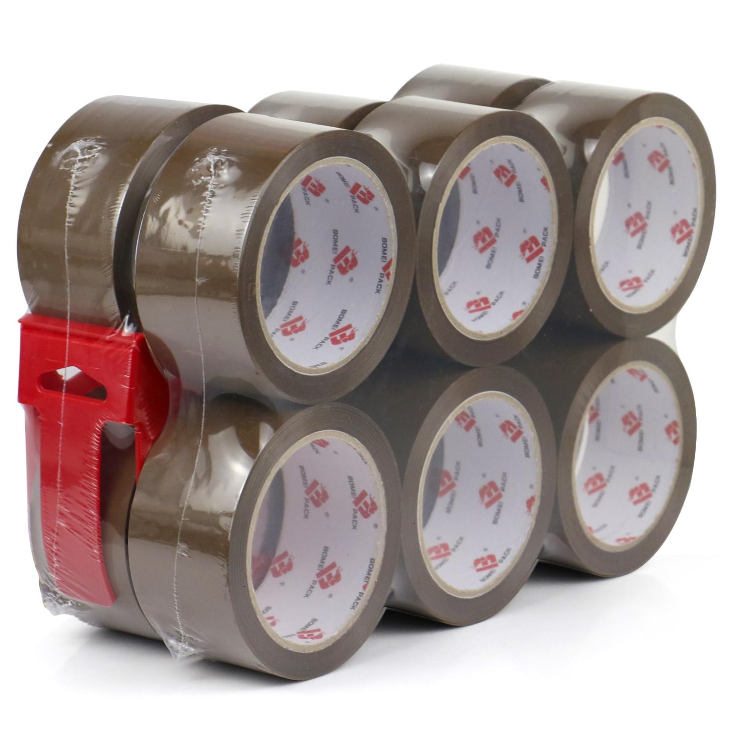 BOMEI PACK Brown Packing Tape with Dispenser, 2.6 mil 1.88 inch x 55 Yards 12 Pack Total 660 Yards, Heavy Duty Brown Tape Package Refills for Shipping, Mailing, Moving & Storage