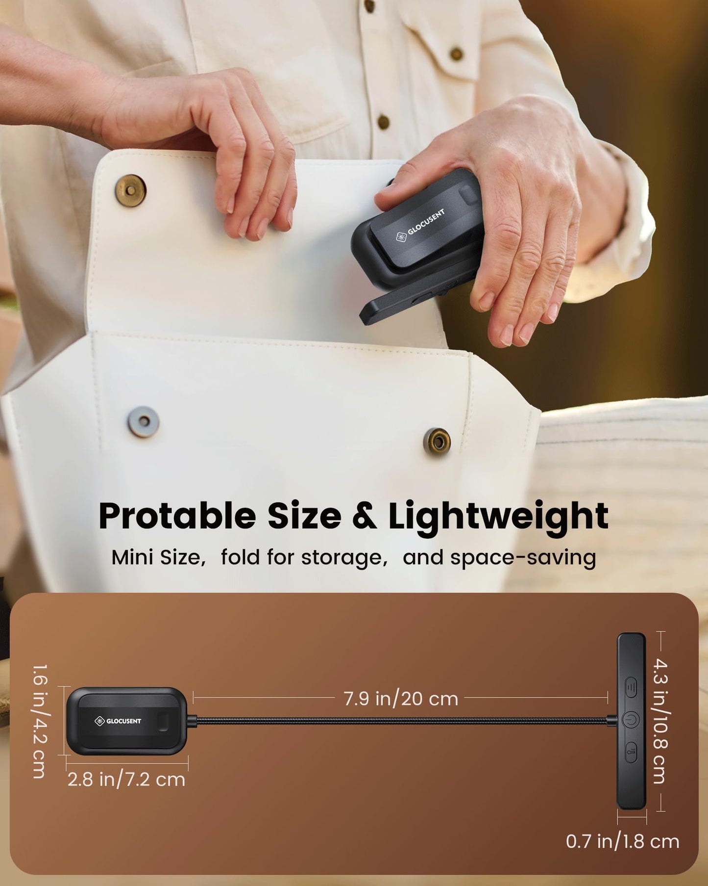 Glocusent 26 LED Rechargeable Book Light for Reading in Bed, Eye-Caring 5 Amber Colors and Stepless Dimming, Lasts 1 Week to a Months, Travel Clip on Lamp Gifts for Book Lovers, Men, Women & Kids