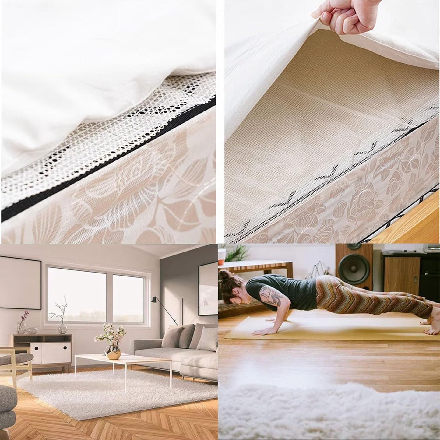 ArrErr Non-Slip Rug Pads Strong Area Rugs Gripper 47“ x 79” Runner Rug Grips Keeper Under Carpet Pads for Living Room Area Rug Washable Rugs Shag Rugs Tile Floors Doormat Keep Safe in Place