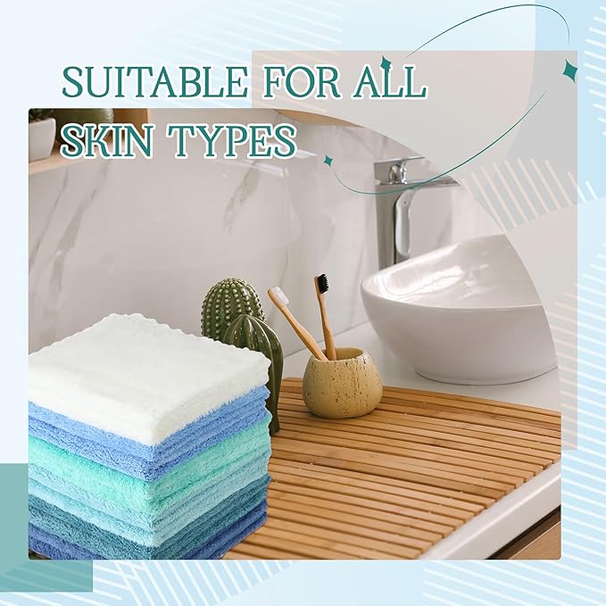 Syhood 12 Pieces Face Wash Cloth 12 x 12 in Makeup Remover Cloths Towel Coral