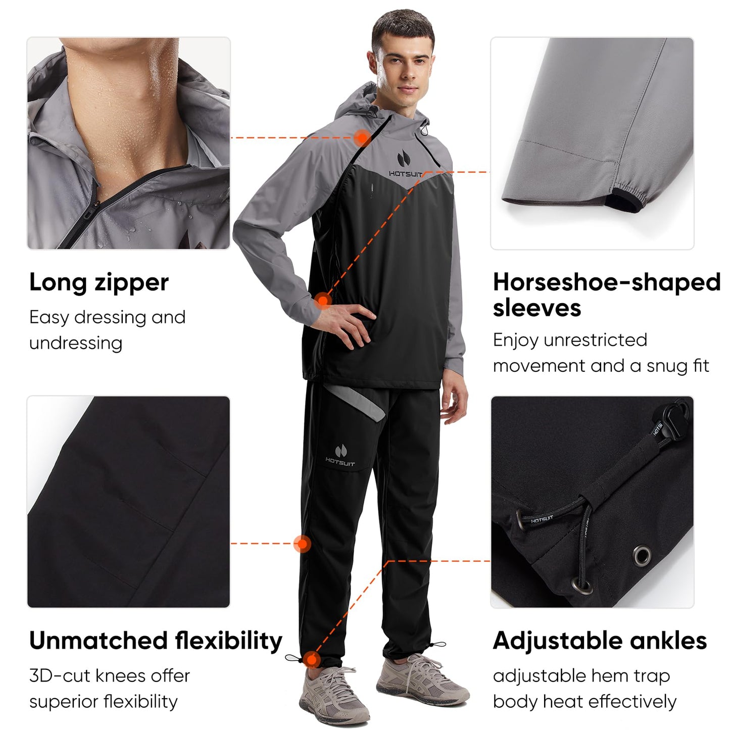 HOTSUIT High-Tech Men’s Sauna Suit Pants for Fitness Temperature Sensitive Logo Machine Washable,Black,2XL