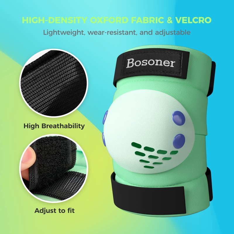 BOSONER Kids Knee Pads Set for 3-15 Year, Knee Elbow Pads and Wrist Guards for Boys/Girls, Child Protective Gear for Biking, Skating, Skateboarding, Roller Skating, Cycling, Scooter
