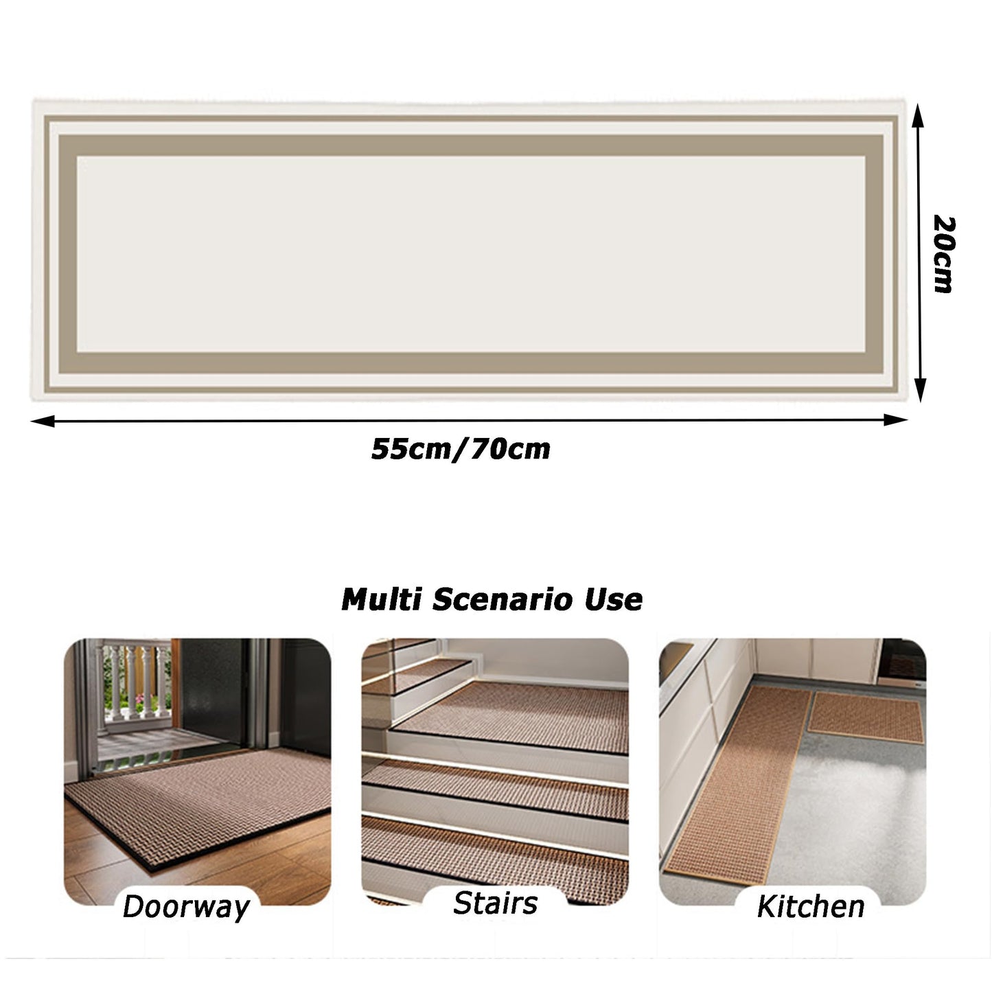 Hruile Anti Slip Carpet Runner Pads, Staircase Step Treads Carpet Treads Indoor Runner Cover Mats Stair Treads Stair Mats for Kids Elders Pets, Rubber Backing (70 * 22cm,7pcs,Style 3)