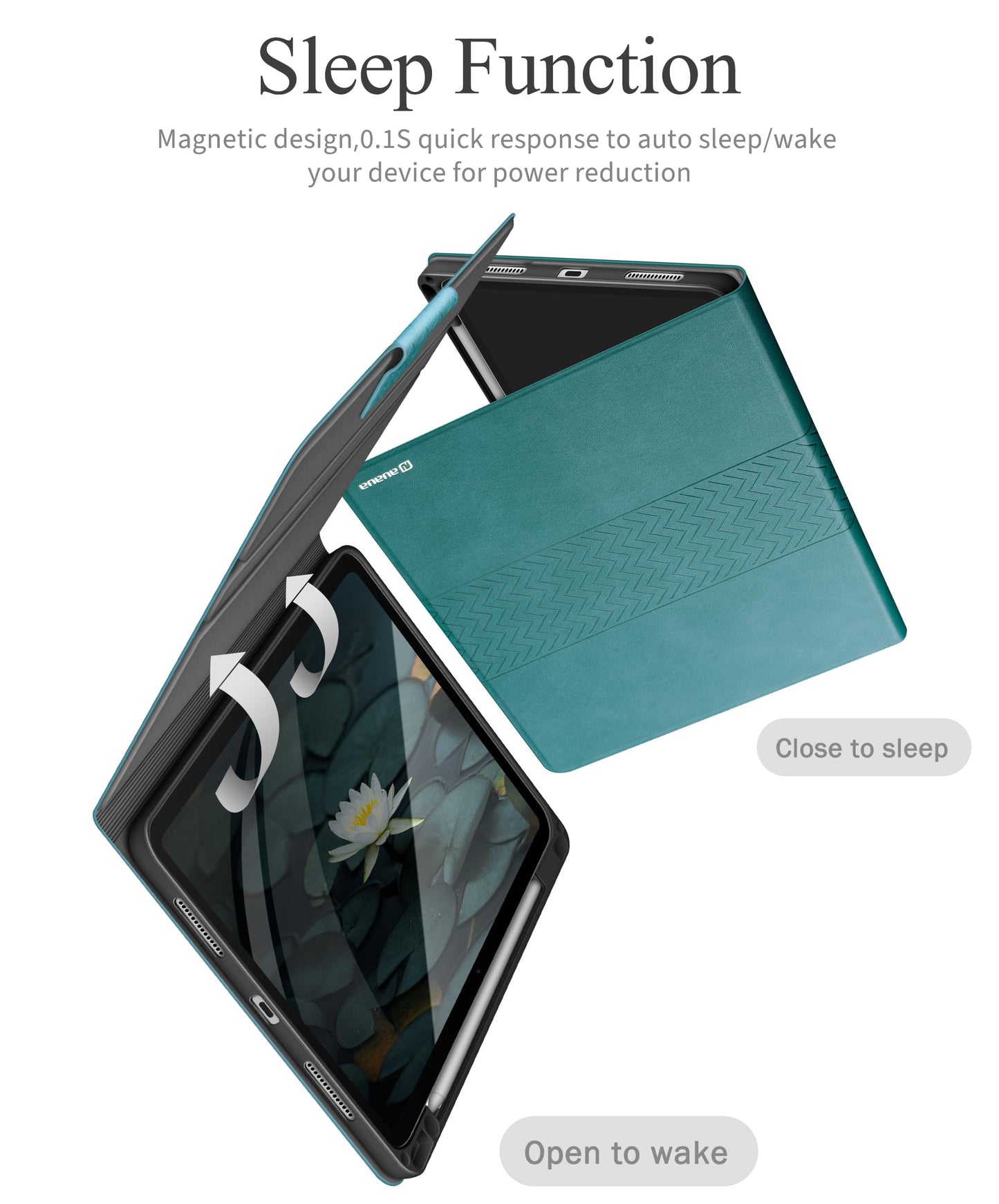 auaua Case for iPad Pro 11 Inch (M5/M4) 2025/2024, PU Leather Case with Pencil Holder, Supports Pencil Pro and Pencil(USB-C), Adjustable Angles, Auto Sleep/Wake (Green)