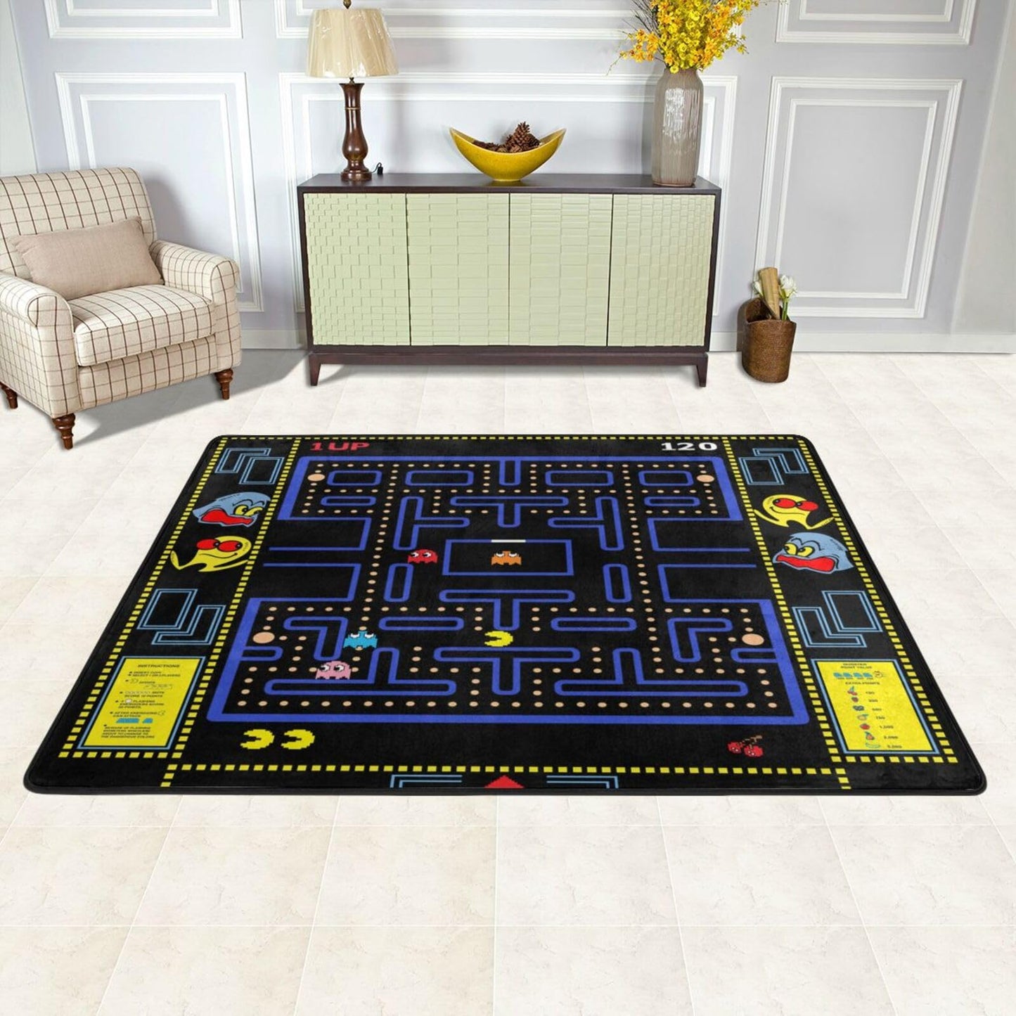 Classic Games Rug Retro 90s Theater Style Popular Game Room Area Rug for Living Room Playroom Home Decor Carpet Modern Fun Rug 2' x 3'