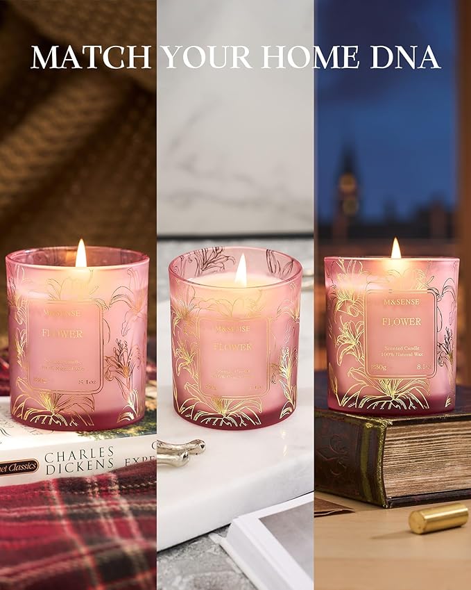 M&SENSE Naturally Scented Vegan Soy Candles, Fresh Melon Scented Candles, 8.1oz Long Burning 42-Hour Burn Time,Home Fragrance for Air Purifying, Relaxing, Gift Ideas for Moms & Dads