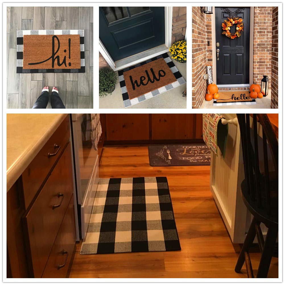 KaHouen Buffalo Check Rug,Buffalo Plaid Rugs 23.6''x35.4'', Check Plaid Area Rugs for Layered Door Mats/Kitchen/Bathroom/Laundry Room (Black and White Plaid Rug)