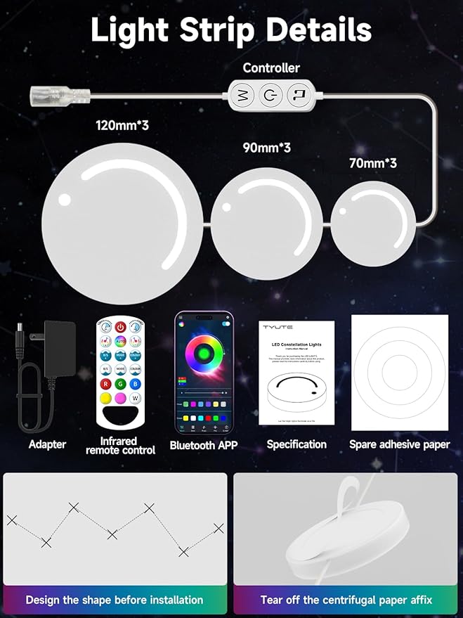 RGB DIY Smart Wall Light, LED Constellation Light, Wall sconces Led Strip Lights, Smart Lamp with App & Remote Control, Music Sync, Colorful Lighting Panels for Home Decor/Gaming/Party