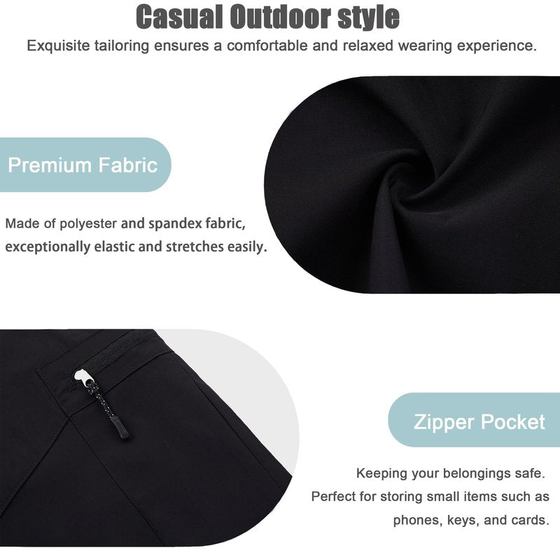 Tuna Men's Hiking Cargo Shorts Lightweight Quick Dry Outdoor for Men with 5 Zipper Pockets Water Golf Camping Casual Summer(Black 5# L)