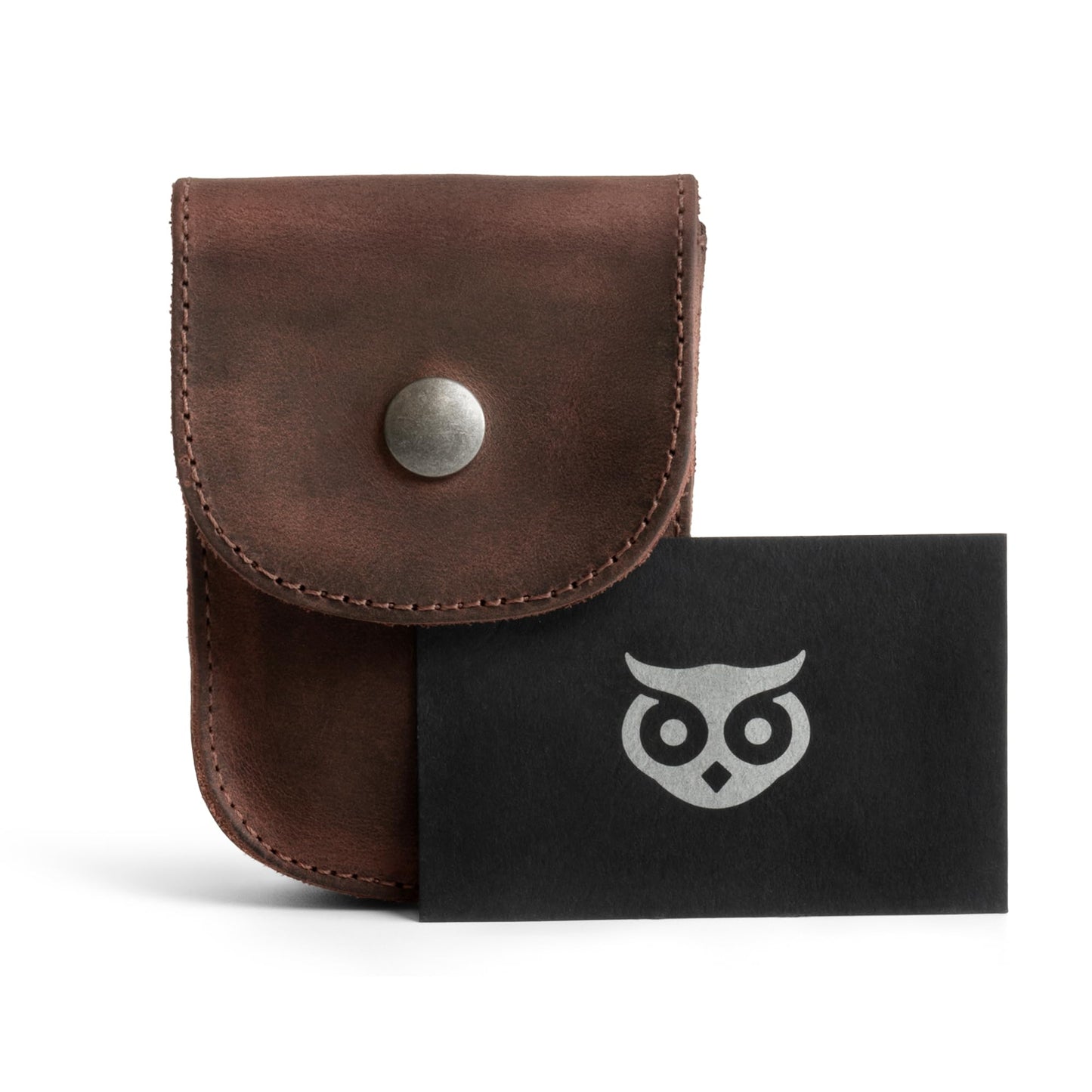 Hide & Drink, Full Grain Leather Holster Pouch, Durable EDC Waist Bag for Coins, Pocket Wallet, Headphones, Personal Items, Conveniently Attaches to Belt, Snap Closure, Handmade, Bourbon Brown