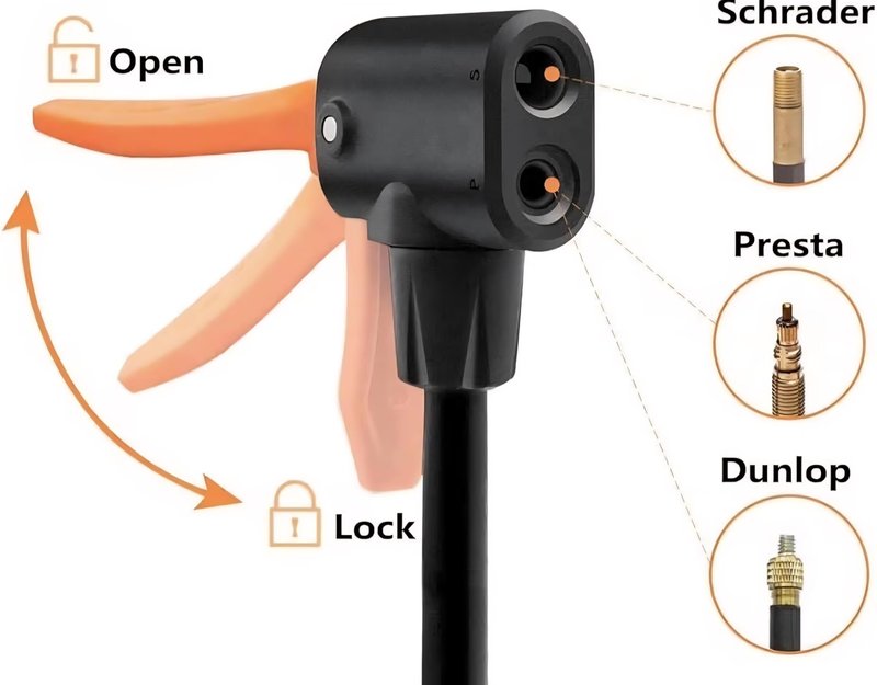Foot Activated Bike Pump, Portable Mini Bicycle Tire Pump with Aluminum Alloy, Universal Presta and Schrader Valve Compatible for Road, Mountain and Bikes