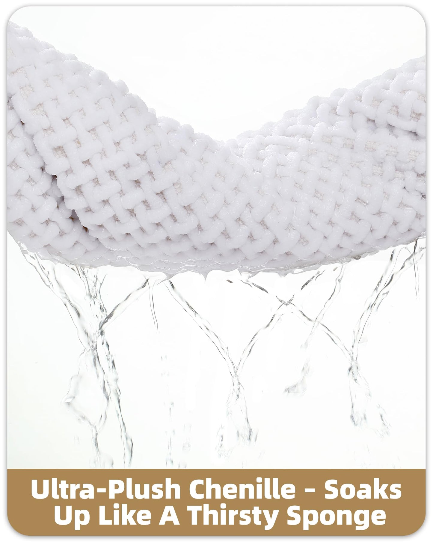 Color&Geometry Chenille Pile Small Bathroom Rugs Upgraded Denser, 16"x24" Non Slip Absorbent White Bath Mats for Bathroom Thin Fit Under Door, Washable Quick Dry