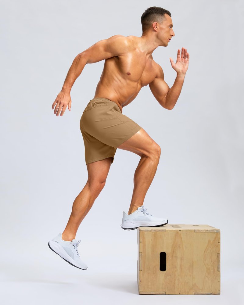 G Gradual Men's Athletic Running Shorts with Zipper Pockets Quick Dry 7"/ 5"/ 9" Workout Gym Shorts for Basketball Hiking(Dark Khaki,5XXXL)