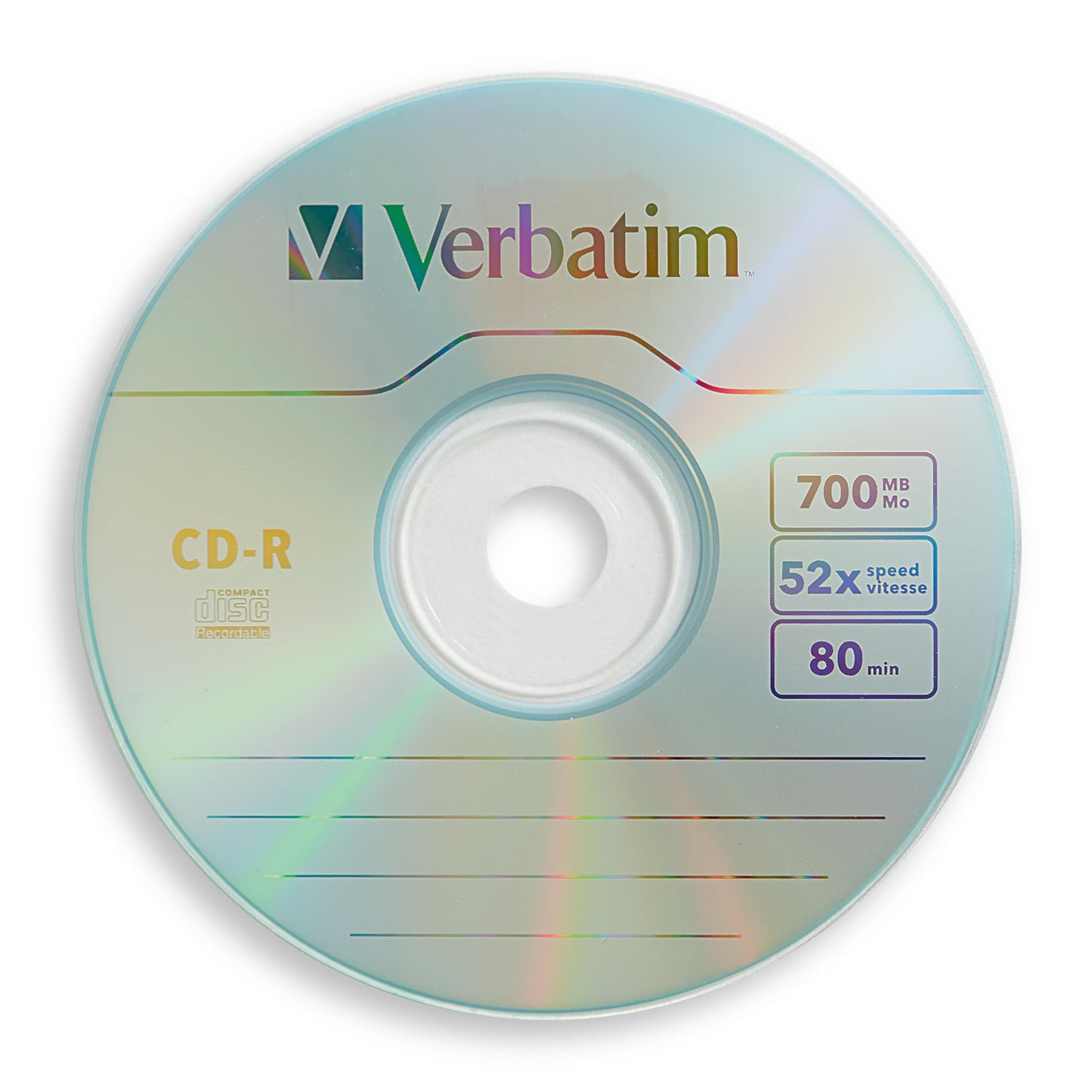Verbatim CD-R Blank Discs 700MB 80 Minutes 52X Recordable Disc for Data and Music - 100pk Spindle Frustration Free Packaging,Blue