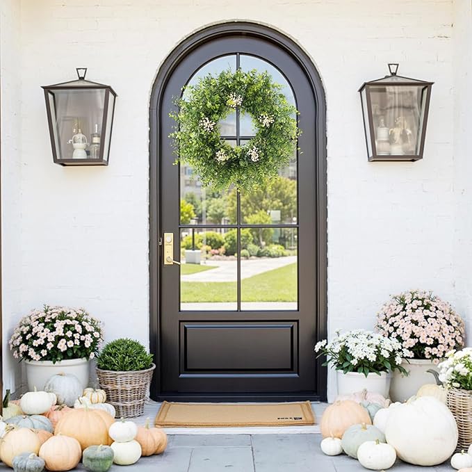 24 Inch Eucalyptus Wreaths for Front Door Decor– Artificial Greenery Front Door Wreath, Outdoor Wreaths for Front Door for Spring, Summer, Fall & All Seasons Home or Porch Decor