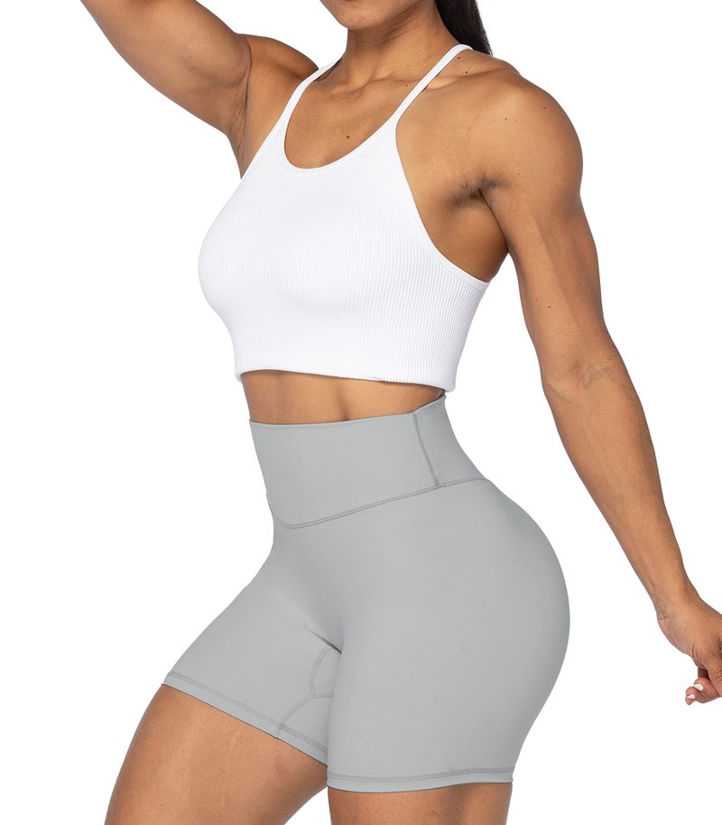 Sunzel 5" High Waist Biker Shorts for Women No Front Seam Soft Yoga Workout Gym Bike Shorts Tummy Control Squat Proof Grey