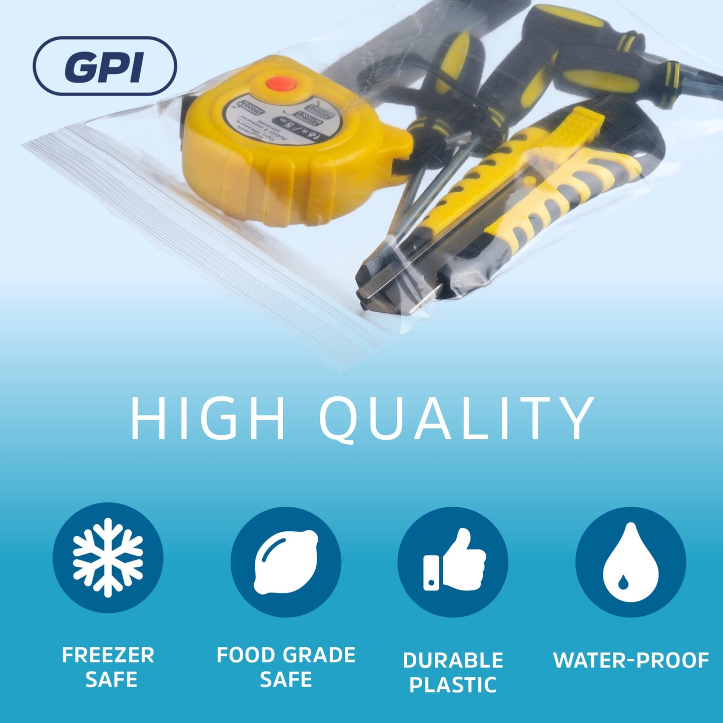 GPI - 6 Mil, Extra Heavy-Duty, 4" x 6" Clear Plastic Reclosable Zip Bags, Puncture-Resistant, Strong Resealable Poly Bags, With Lock Zipper Seal, For Screws, Nuts, Bolts & Constuction, 100 Count