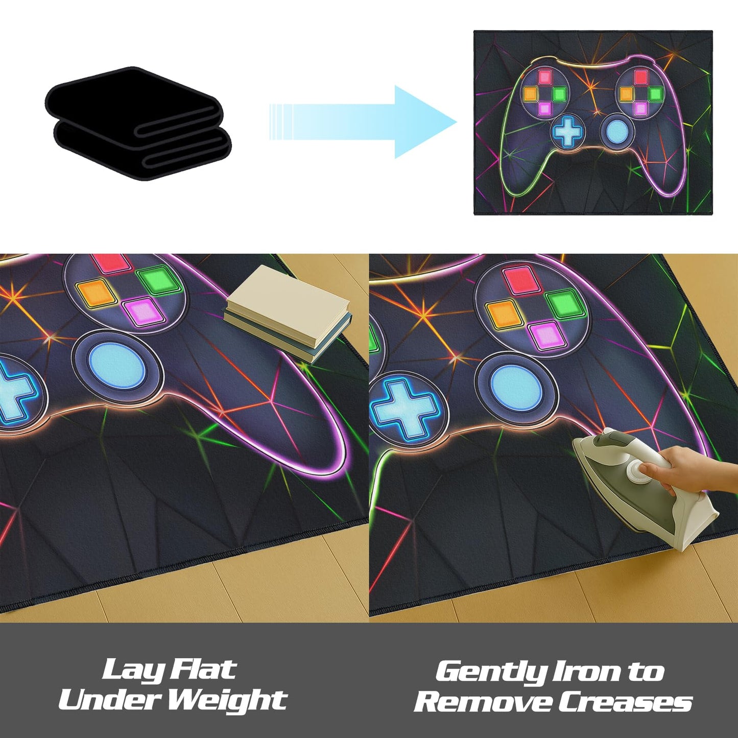 Rnmdn Gamer Rug for Room,5'x7' Non-Slip Gaming Rugs for Bedroom Livingroom Game Room Decor