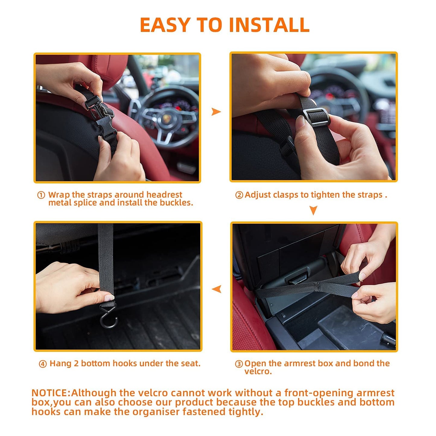 WLLWOO Car Net Pocket Handbag Holder Between Seats Back Storage Organizer Purse Holder for Console Front Seat Storage Barrier