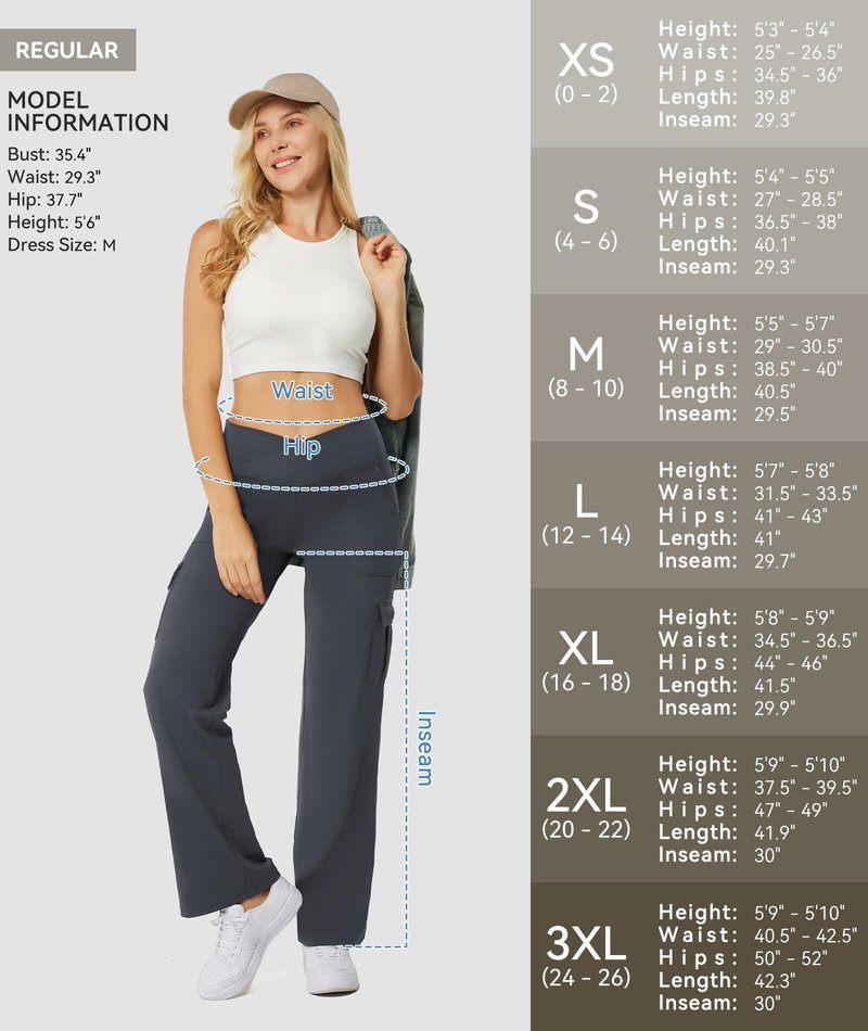 Casei Women's Wide Leg Yoga Pants with 6 Pockets Stretchy Cargo Work Dress Pants High Waisted Travel Scrub Trousers,Dark Gray(L)