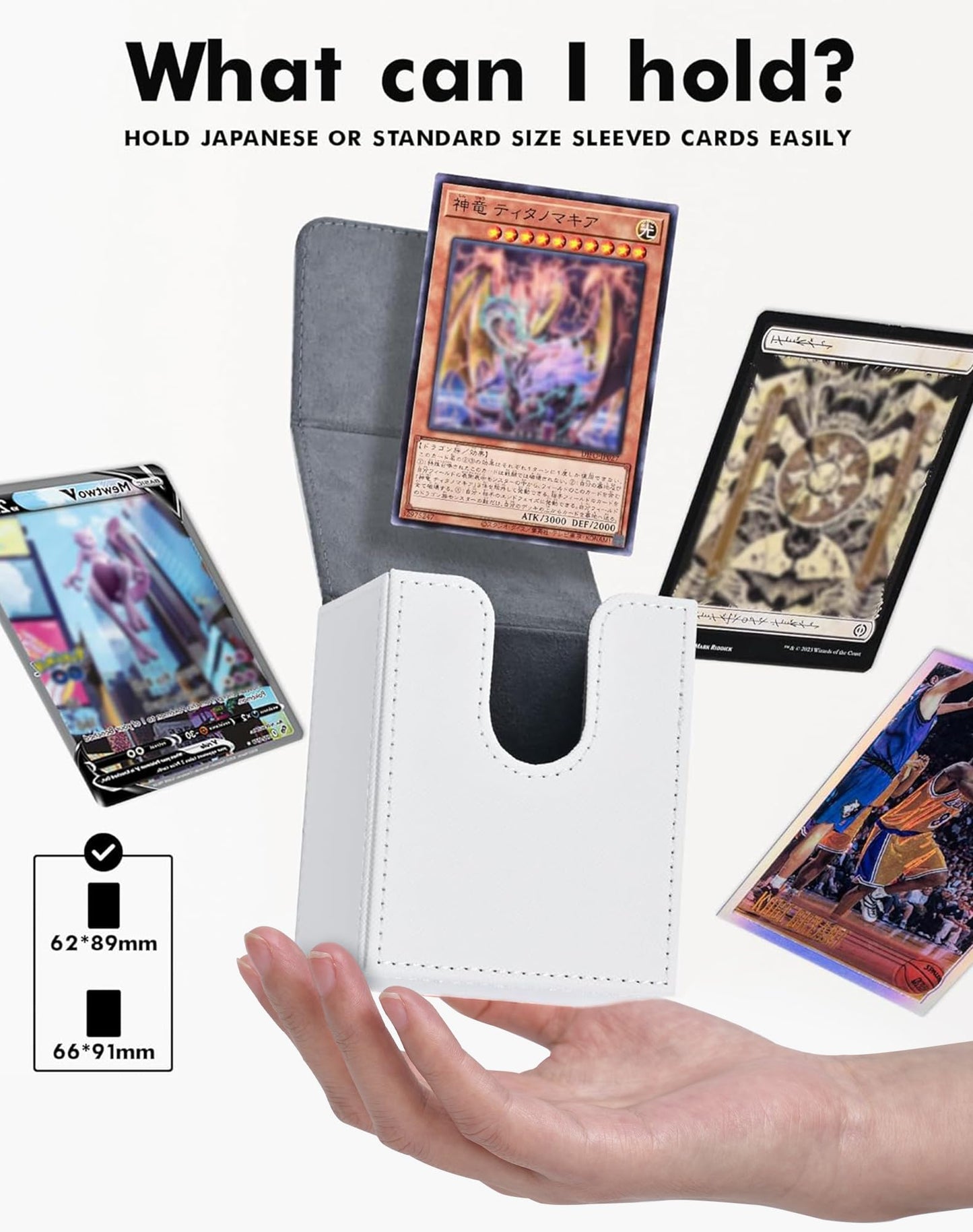 ZLCA Card Deck Box for MTG Yugioh TCG, Card Storage Box with Dividers Holds 100+ Sleeved Cards, Premium Card Deck Case Compatible with CCG Trading Cards (White,Puzzle)