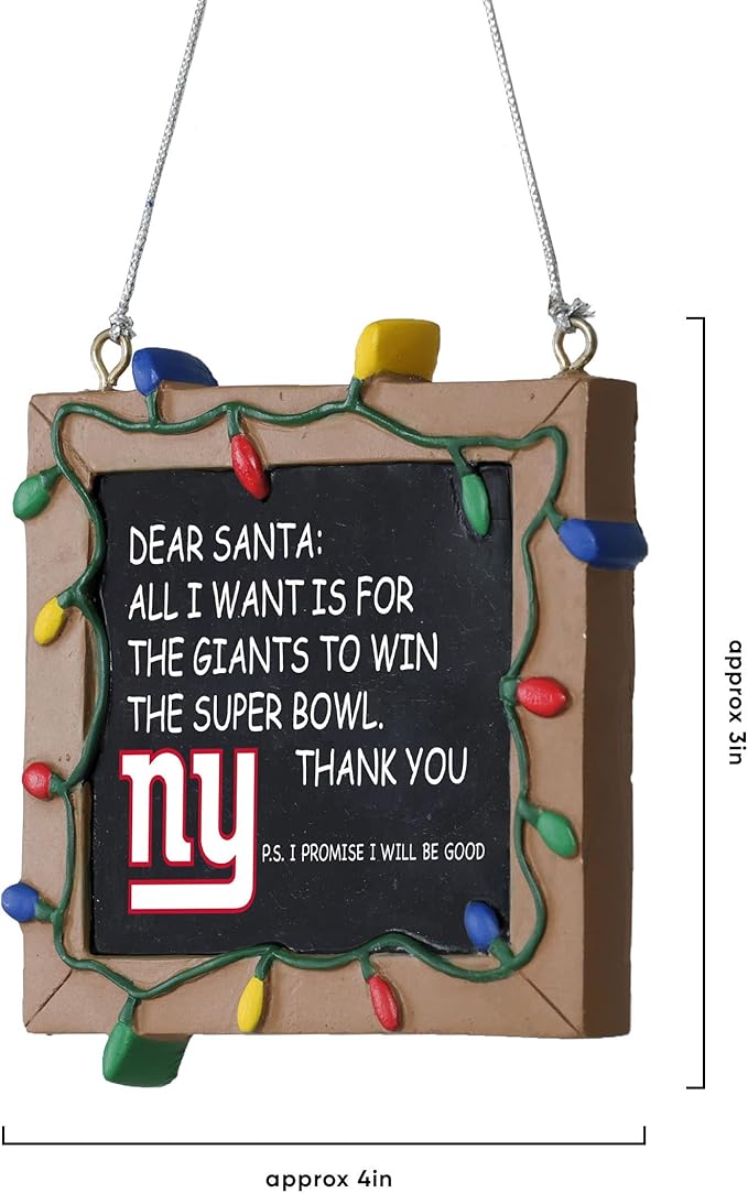 NFL Resin Holiday Christmas Chalkboard Sign Ornament