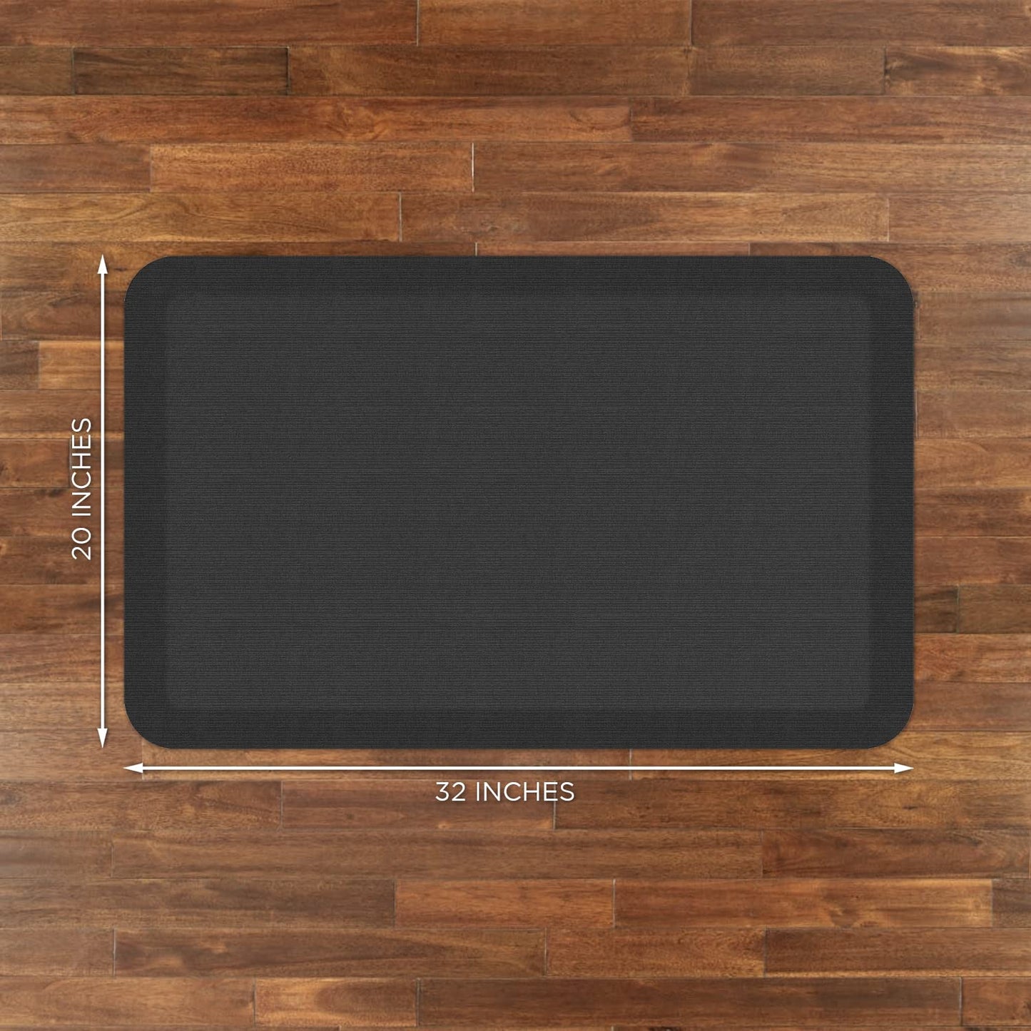 NewLife by GelPro Ergo-Foam Cushioned Anti-Fatigue Standing Kitchen Floor Mat, Padded Stain-Resistant, Waterproof, Non-Slip Comfort Padded Desk/Office Mat - 20" x 32", Grasscloth Charcoal