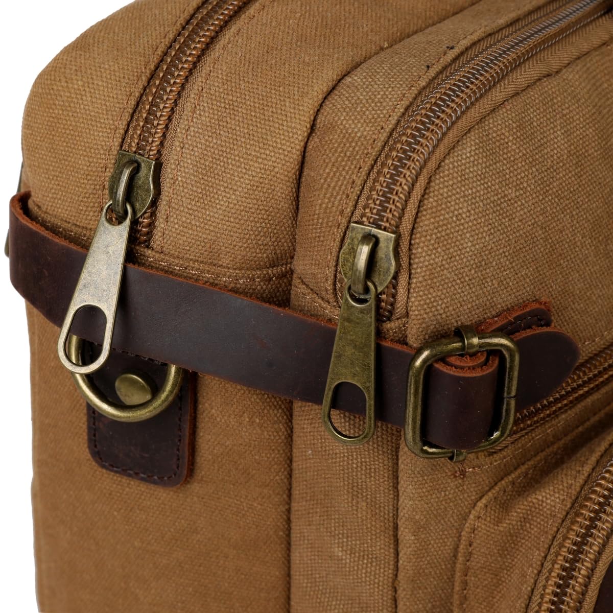 Baosha Real Leather Canvas Laptop Briefcase Backpack Hybrid Large 17 inch Laptop bag Waterproof for Men HB-22 (Brown)