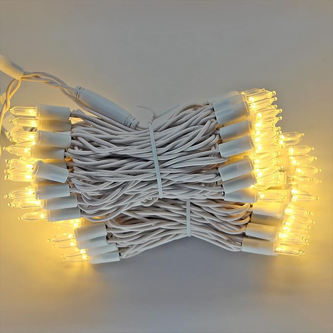 150 LED Warm White Christmas Lights on White Wire, 50 Feet Xmas Tree Lights, UL Certified for Outdoor Indoor