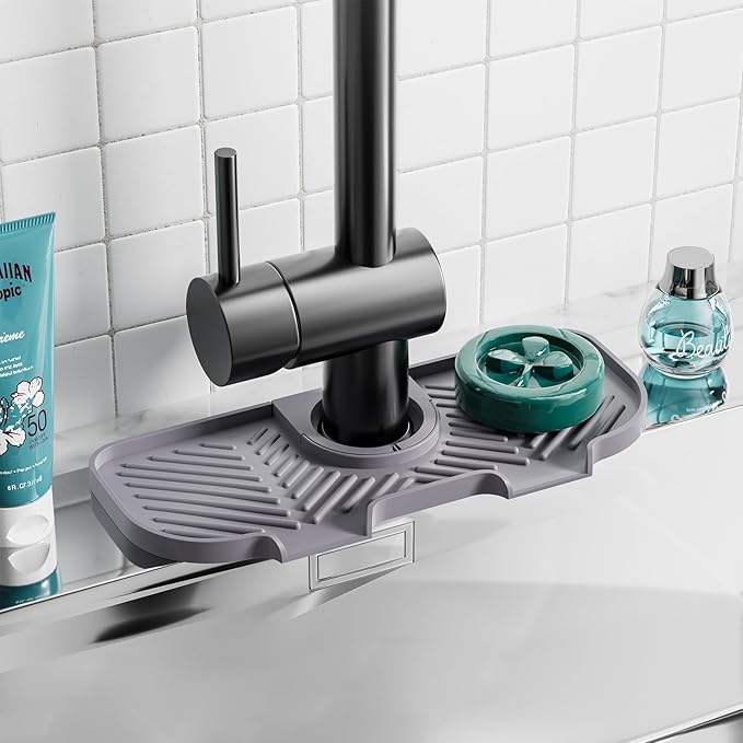 Faucet Mat for Kitchen Sink,6° Slope Sink Splash Guard,Splash Guard for Kitchen