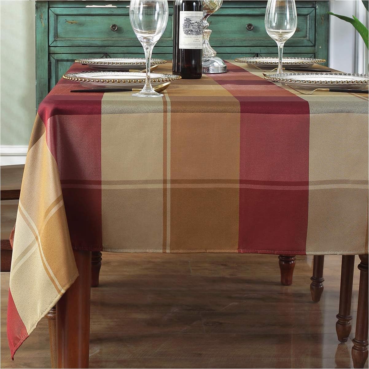 Rectangle Tablecloth Checkered Style Polyester Table Cloth Spillproof Dust-Proof Wrinkle Resistant Heavy Weight Table Cover for Kitchen Dinning Tabletop (Rectangle/Oblong, 52" x 70" (4-6 Seats), Red