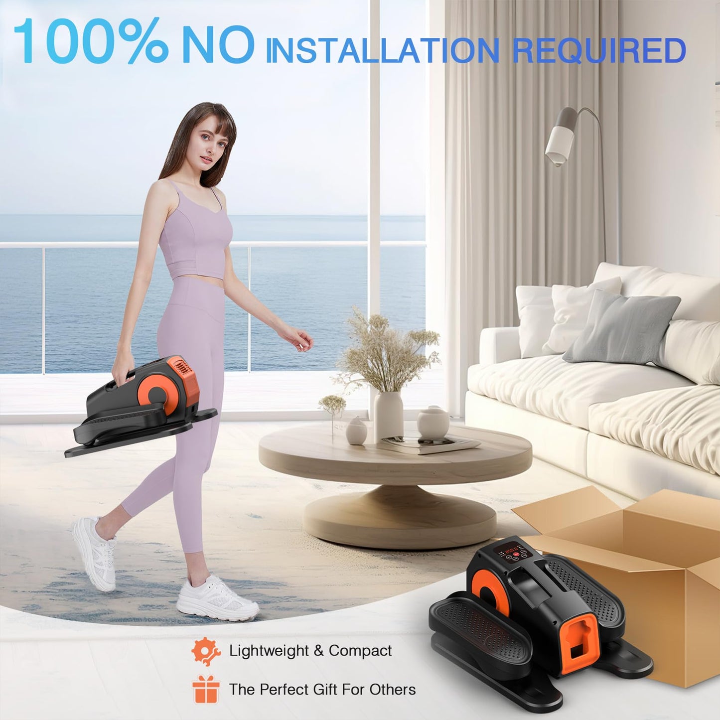 Under Desk Elliptical, Elliptical Leg Exerciser for Seniors, Home Portable Elliptical with Remote Control and 12 Adjustable Speeds, Electric Seated Pedal Exerciser