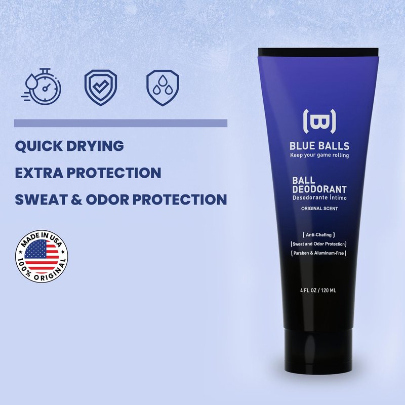 BLUEBALLS - Ball Deodorant for Men - Lotion Anti Chafing for Men - Original Scent - Friction Defense - Sweat Odor & Irritation Care - Men's Grooming & Essentials - Hygiene Products (Pack of 2)