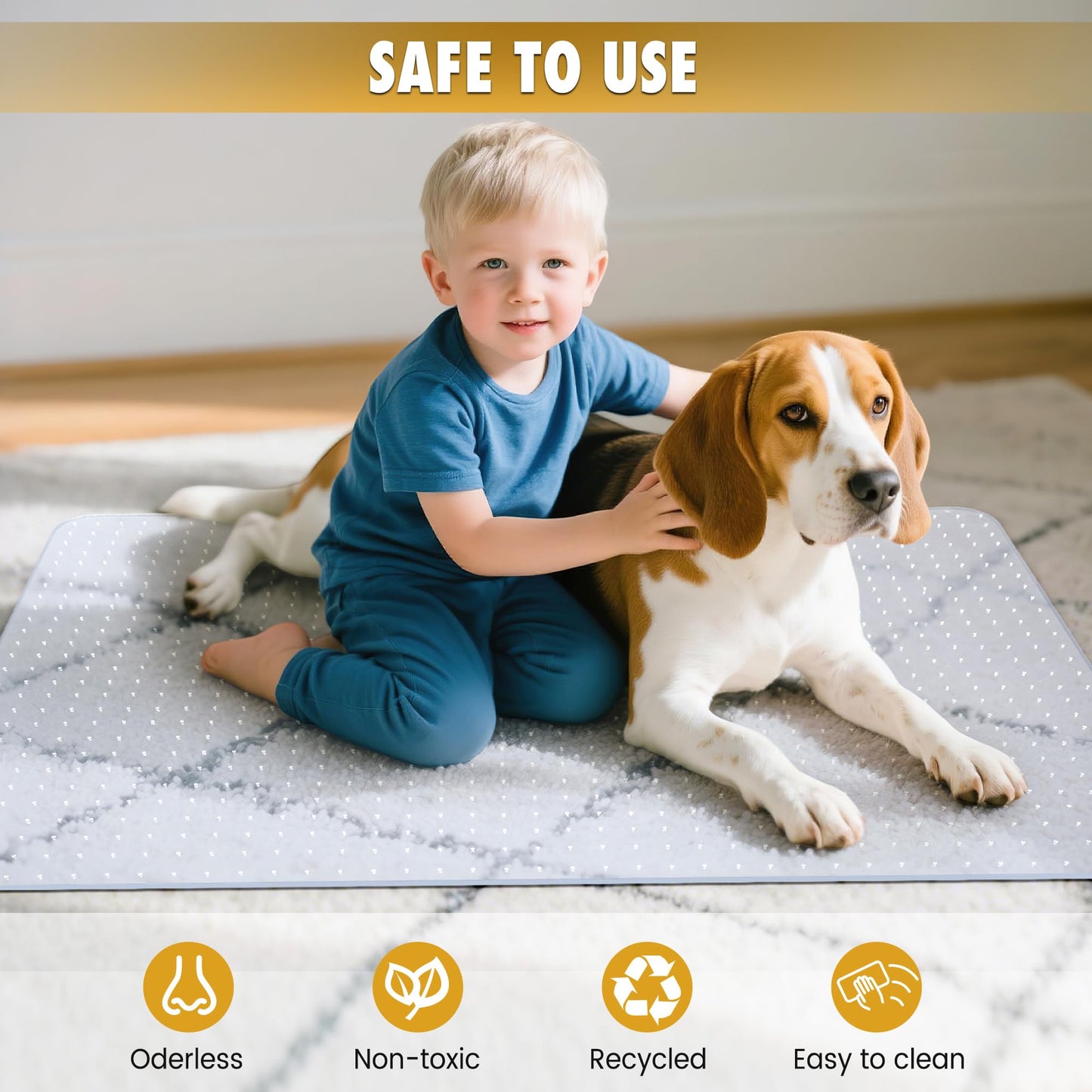 BesWin Office Chair Mat for Carpet, 32" x 48" Heavy Duty Hard Computer Desk Chair Mat for Carpeted Floors, Anti-Slip Carpet Floor Protector Mat for Office Chair, Smooth Glide, Ship Flat