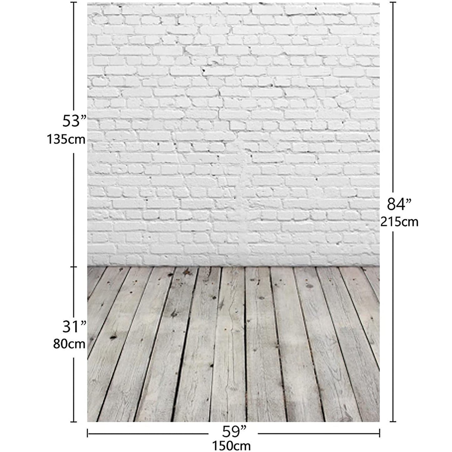 Allenjoy Fabric 5x7FT White Brick Wall with Wooden Floor Photography Backdrop Photo Background Prop for Newborn Baby Photoshoot Photographer