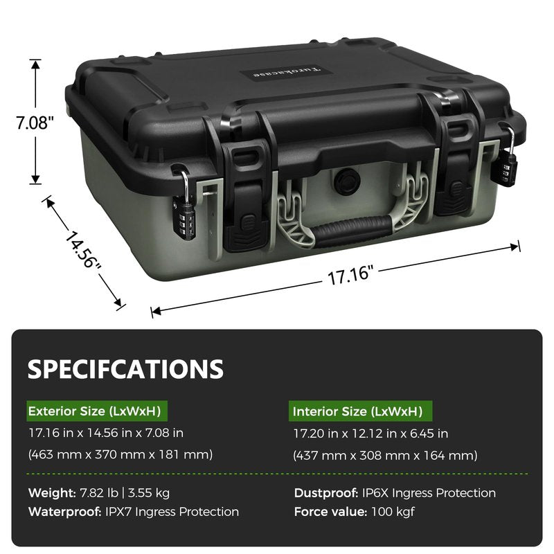 Turokacase Pistol Gun Case for Multiple Handguns – TSA Approved Travel Pistol Case with 2 TSA Locks, Pre-cut Heavy Duty Waterproof Hard Shell Gun Case with Silica Gel Canister