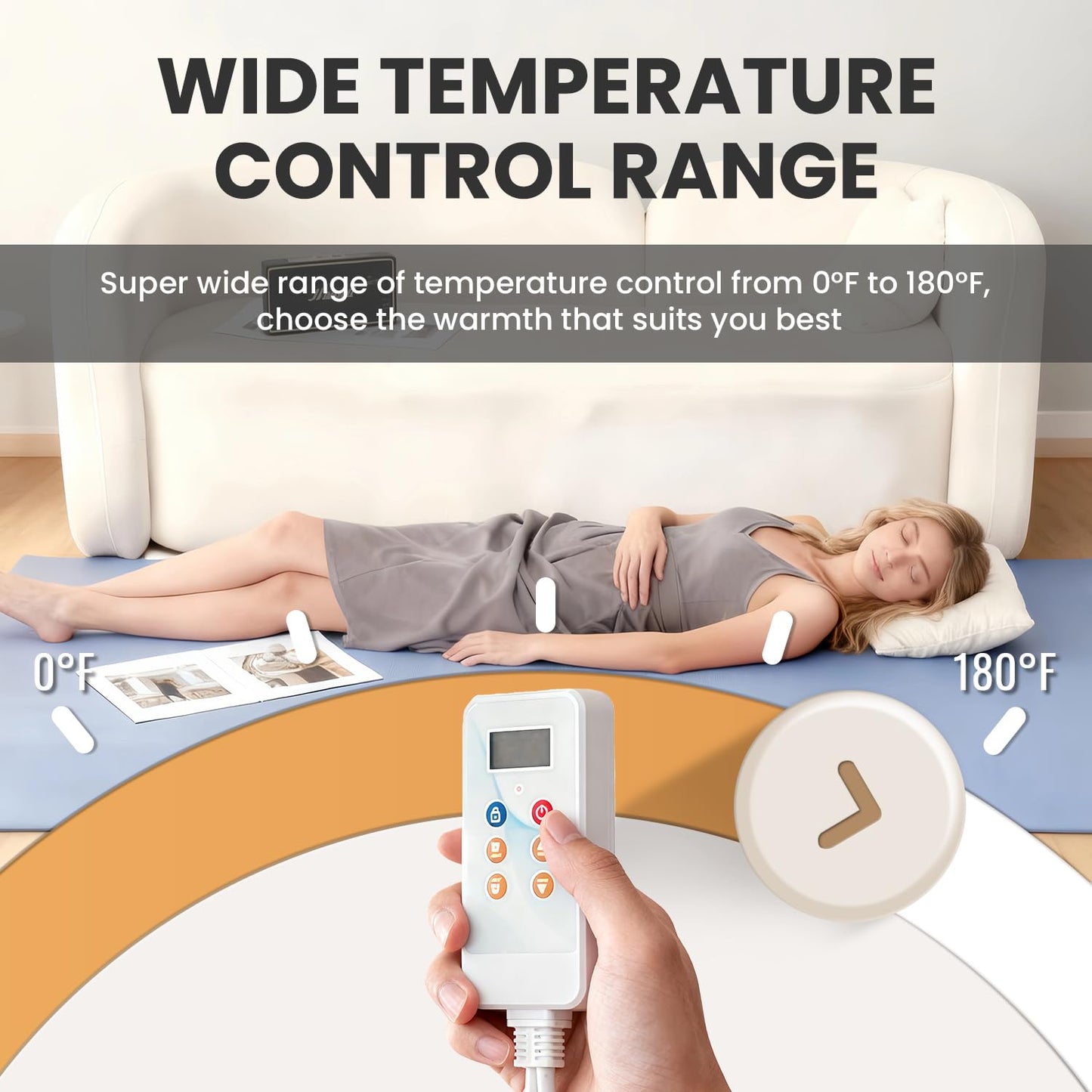 YIRCELOM Heated Floor Rug, Heated Floor Mat Under Desk with Adjustable Temperature 12 Hour Timer, Electric Heated Carpet, Radiant Floor Heater, for Yoga (20x59inch/50x150cm)