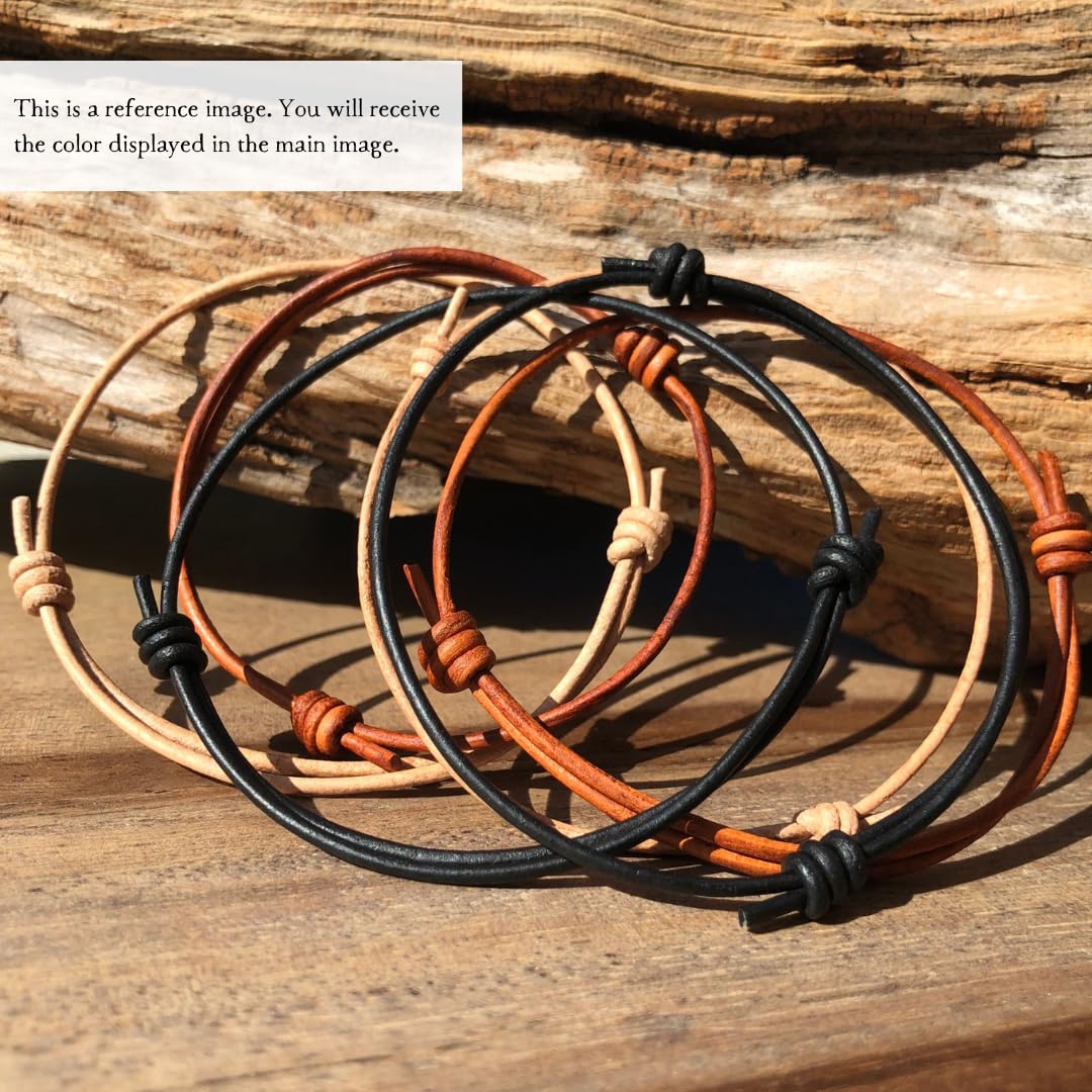 2 mm Men Genuine Leather Bracelet - Handmade Adjustable Cuff, Mens Minimalism Leather Wrap Wristband, Simple Accessories, Premium Leather, Women Gift To Boyfriend, Pulsera Hombre (Distressed)