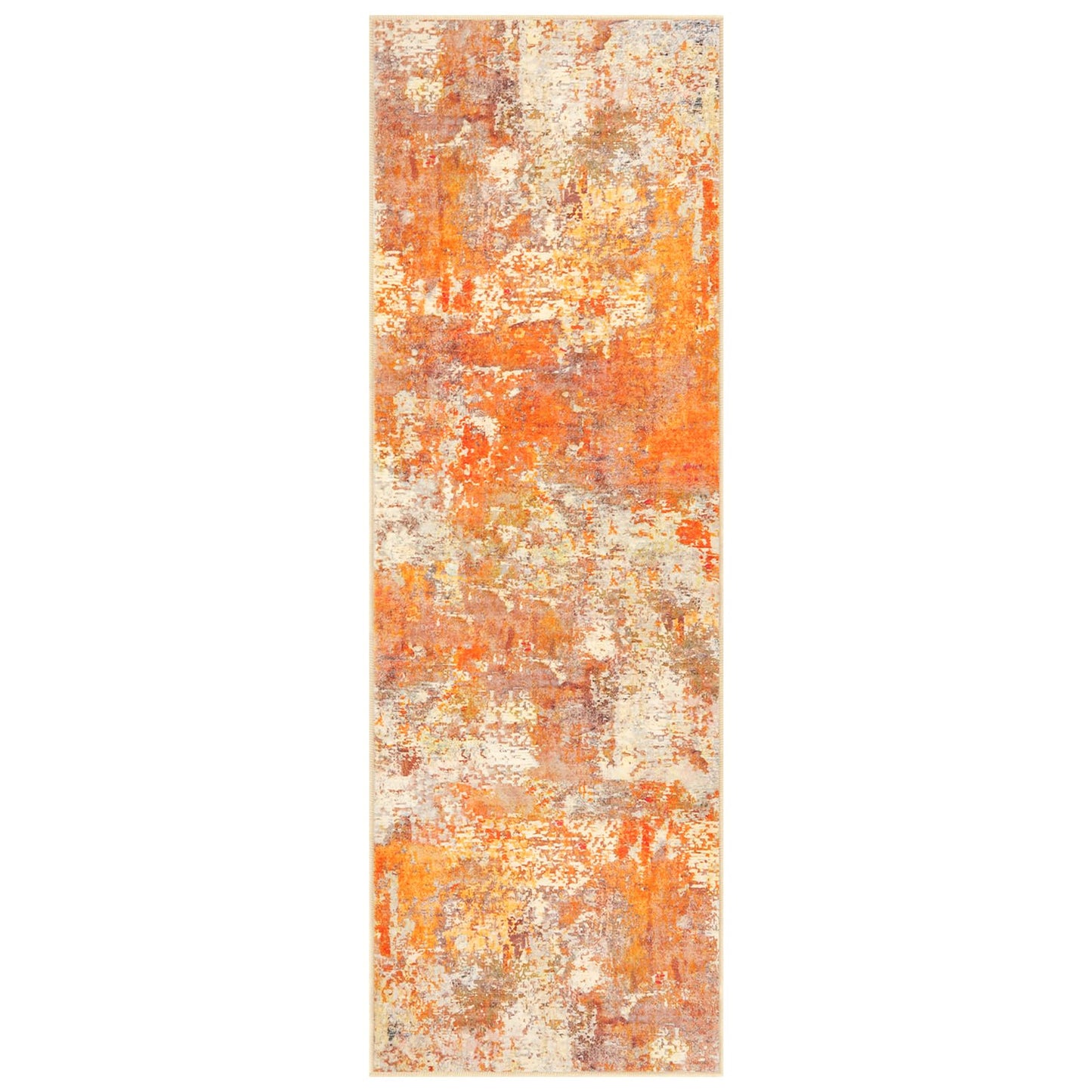Lahome Modern Abstract Runner Rug - 2x6 Hallway Runner Rugs Long Bathroom Runner Washable Carpet Runner, Contemporary Soft Non Skid Indoor Floor Runners for Kitchen Laundry Room, Yellow/Gold/Cream