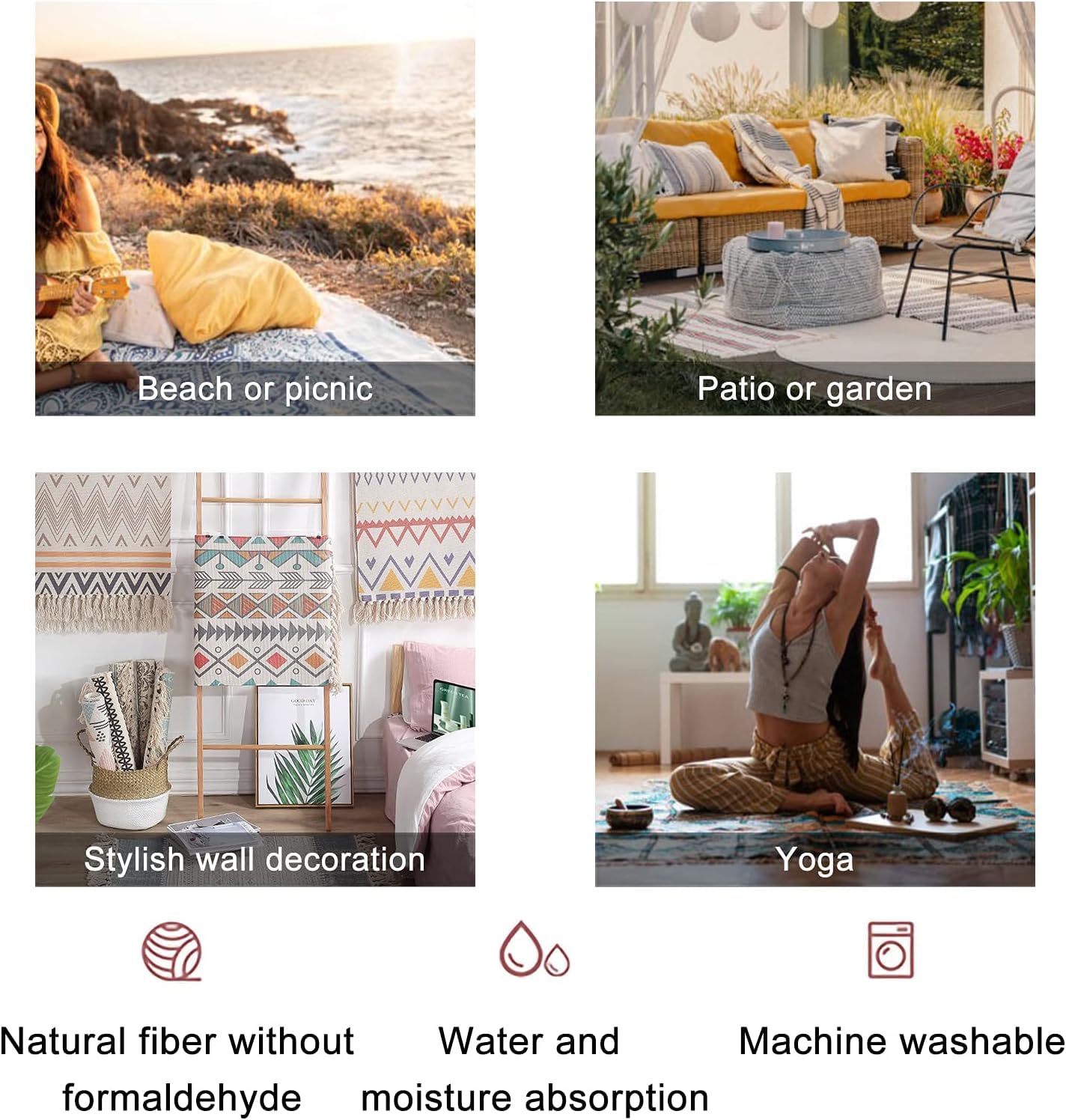 JBNJANKDAV Boho Rug Scandinavian Nursery Rainbow Print for Playroom with Neutral Area Carpet Patio Hallway Runner Mat Pad Minimalist Home Decor Living Room Bedroom Indoor Outdoor, Multi3, 90x150cm
