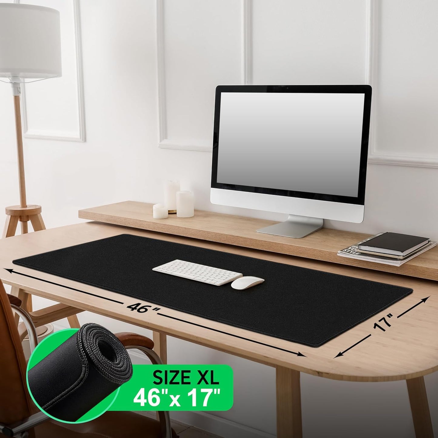 LifeTrim Huge 46”x17” 5mm Gaming Mouse Pad Large Mouse Pad for Desk Mouse Pad Gaming Giant Black XXL Thick Long Extra Large Extended Big Mouse Pad Gamer Desk Mat