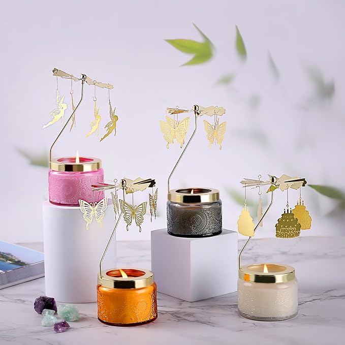 Birthday Gifts for Women, Rotatable Candle Gifts, Vanilla Cream Scented Candles Anniversary Christmas Thanksgiving, Butterfly Best Girl, Friends,Mom, Pink